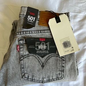 Levis Premium Womens 501 Skinny High Rise Classic Jeans Denim 27 x 28